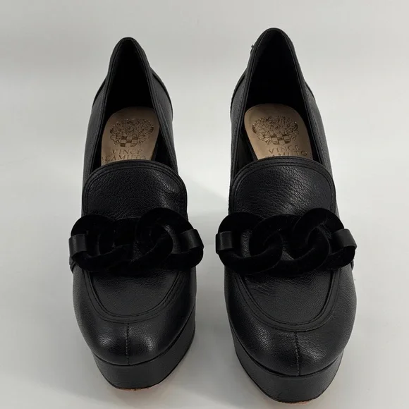 Vince Camuto Gathie size 8 Black Leather heeled loafers - Picture 3 of 12